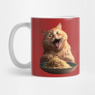 Cat Eating Spaghetti Mug